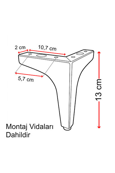 Badem10 ERK Eren 13 cm Mat Siyah Metal Mobilya Köşe Ayağı Dayanıklı Modern Tasarım Koltuk Sehpa Mobilya