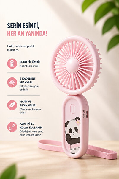 Abbruch Şarjlı Çocuk El Fanı Boyun Askılı Taşınabilir Mini Vantilatör 3 Kademeli