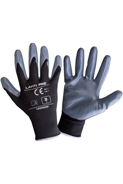 Lahti Pro MANUSA NITRIL CU POLIESTER / GRI-NEGRU - 8