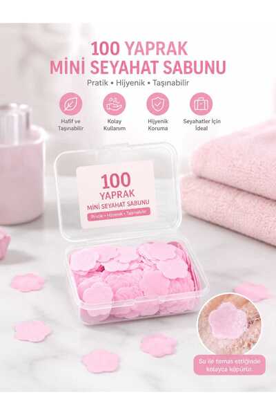 Kinlee Taşınabilir Mini Seyahat Sabunu 100 Yaprak Köpüren Kağıt Sabun