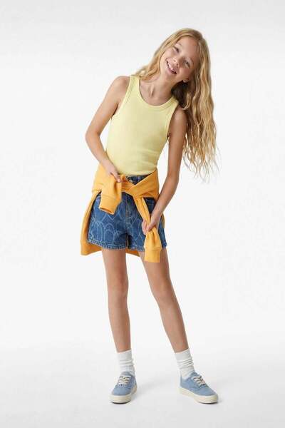Koton Girl's Cotton Ribbed Crew Neck Basic Undershirt