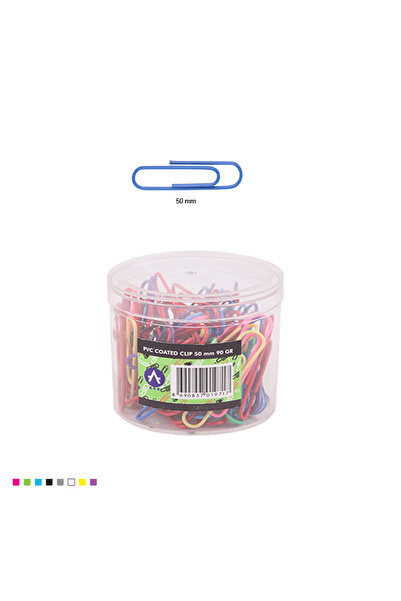Ark Pvc Coated Colorful Paper Clips Set 50 mm 90 Gr 1 Piece with Transparent Box