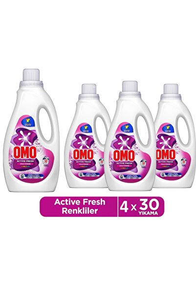 Omo Active Fresh Cold Power Renkliler Için Sıvı Deterjan 1500 Ml 30 Yıkama x 4