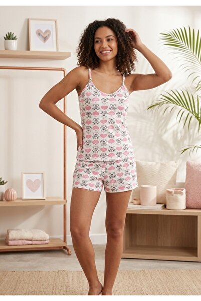 TOSKI Pijama Damă, Maiou și Short, Imprimeu Ursulet