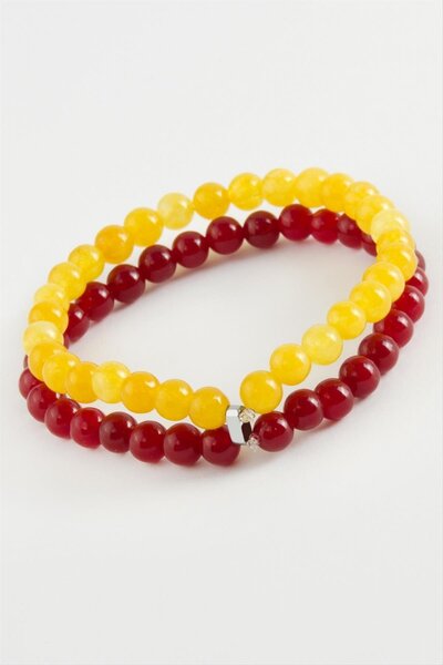 ZERO LAND Ilkeshop Yellow Red Natural Stone Bracelet (03506) 6 Mm-Red