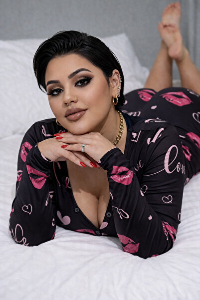 BYEN GİYİM Kadın Desenli Şort Tulum – Yumuşak Kumaş Rahat Ev Giyim / Pijama