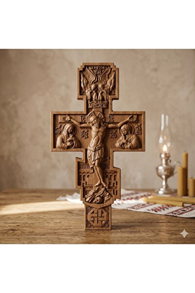 OEM Cross carved in oak – 20 x 11 cm