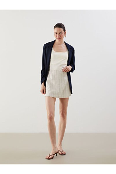 LC Waikiki Striped Linen Blended Women's Shorts Skirt with Zipper Waist