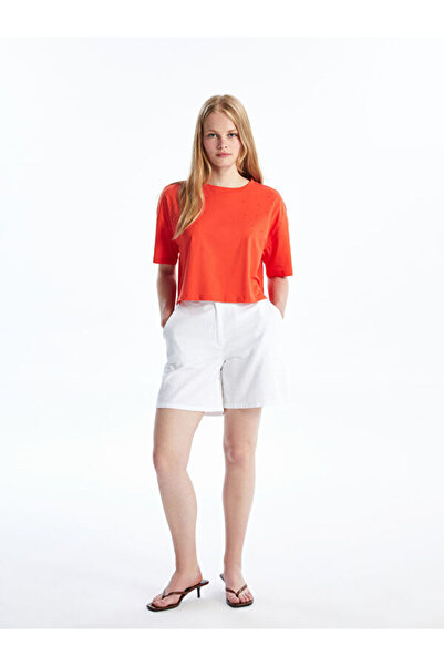LC Waikiki Standard Fit Plain Linen Look Women's Shorts