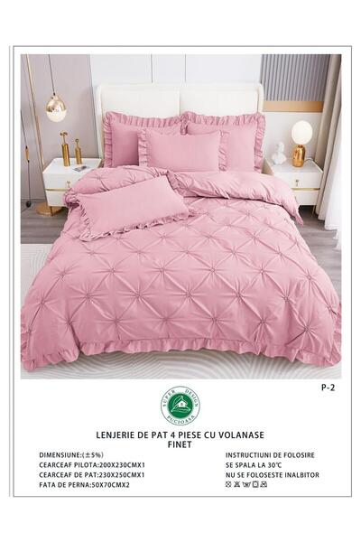 Super Design Pucioasa Finet 4-Piece Duvet Cover Set with Ruffles and Decorati...