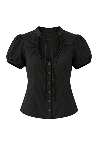 Hola Lady Bağcıklı Poplin Gömlek HL81