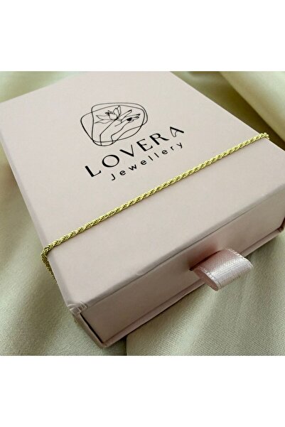Lovera Jewellery 925 Ayar Gümüş Gold Renk Minimal Halat Bileklik