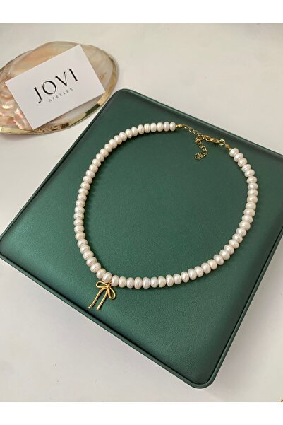 JOVİ ATELİER Doğal Rondela Kadın İnci Kolye | Kurdele Charm