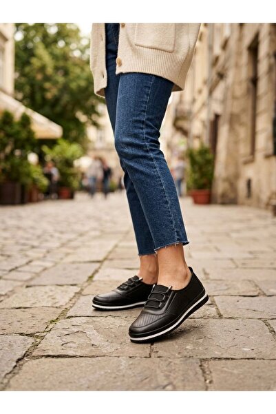 Passeri Shoes حذاء نسائي أسود مقطوع بالليزر للمشي اليومي في الصيف/الربيع