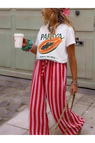 OVER HEAD Tricou supradimensionat cu imprimeu Papaya pentru femei