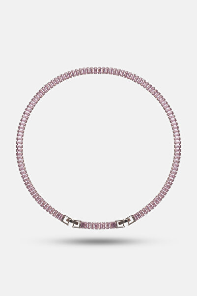Simovia Pembe 5 mm Baget Zirkon Taşlı Su Yolu Kolye