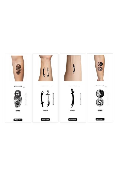 Airbrush Tattoo Yapıştırma Dövme 4 Adet Birden 1 Hafta Kalıcı Geçici Dövme Ha...
