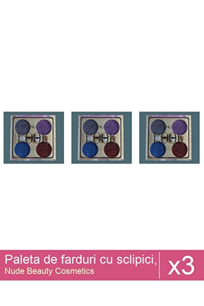Makeup Set of 3x Glitter Eyeshadow Palette, Scanlon, No. 1