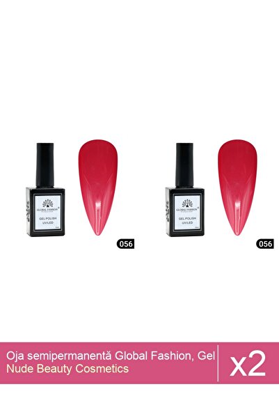 Makeup Set 2x Oja semipermanentă Global Fashion, Gel polish Elite Glow 15 ml,056