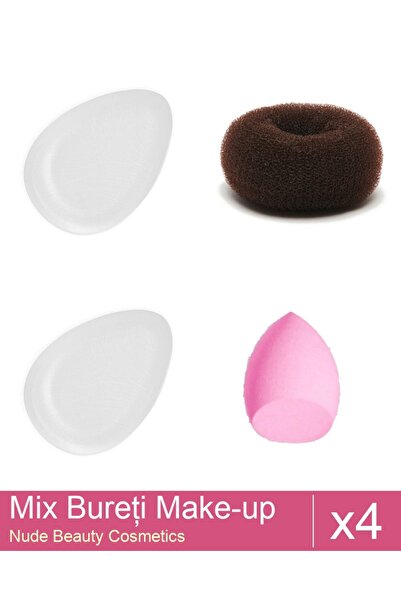 Makeup Set Mix 4 produse Bureti: Burete extra-soft pentru make-up, roz - tesi...