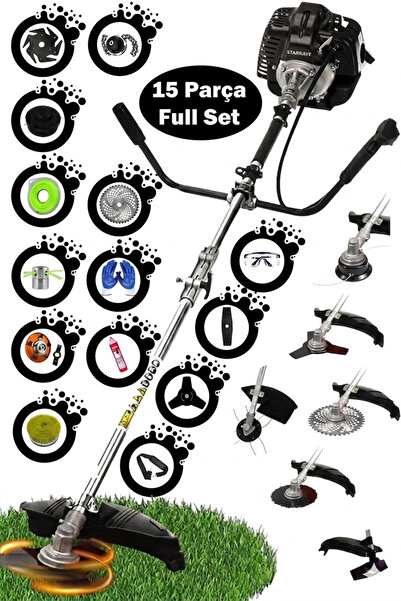 stanrayf Alman Çelik Piston 15 Parça Setli 20HP Benzinli Yan Tip Çim Biçme Ma...
