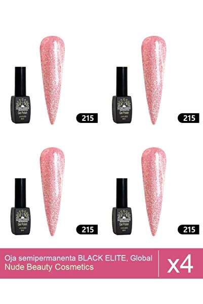 Makeup Set 4x Oja semipermanenta BLACK ELITE, Global Fashion 8 ml,215
