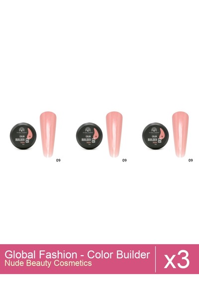 Makeup Set 3x Global Fashion - Color Builder Gel UV 15 g, Nr.09- Peach