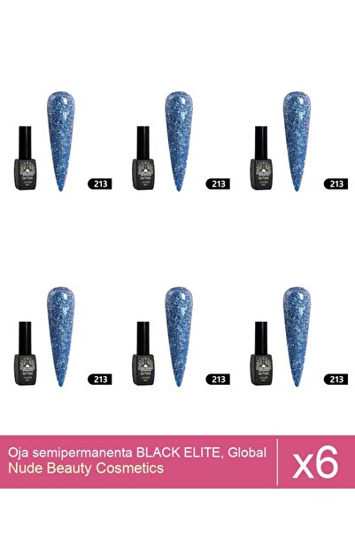 Makeup Set 6x Oja semipermanenta BLACK ELITE, Global Fashion 8 ml,213