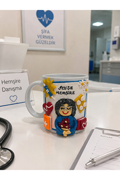 Tasarım Hemşire temalı polimer kil kupa