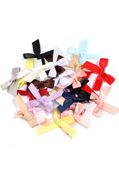 choice2 4.5x4cm 50pcs Random Mix Color 50Pcs 4.5x4cm Pink Satin Ribbon Bows D...