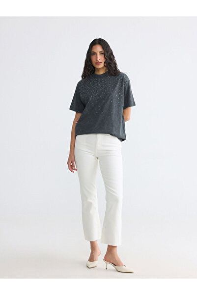 LC Waikiki Nevavm Crop Flare Women's Jean Pants with Difference