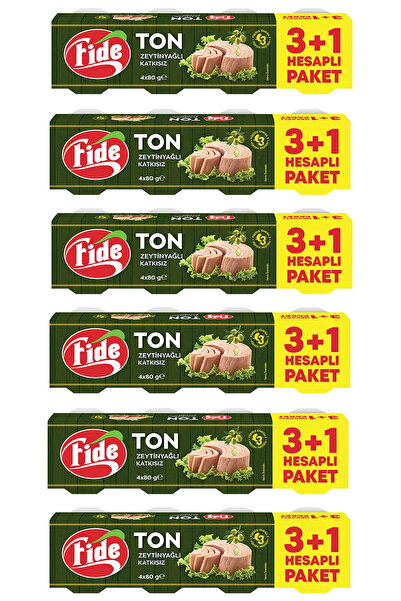 FİDE Zeytinyağlı Ton Balığı (4 X 80 gr) x 6 Paket