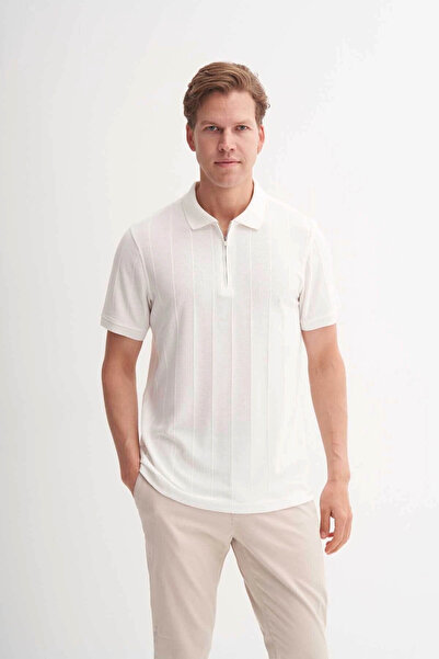 Cazador Regular Fit Ecru Men's T-Shirt 42380