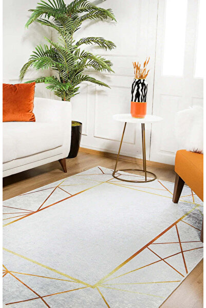halinet Halı.Net White Classic Washable Non-Slip Living Room Carpet Haln-Hln1345