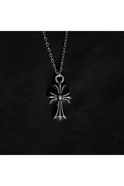NO BRAND Haç çiçek y2k grunge gotik chrome hearts streetwear kolye