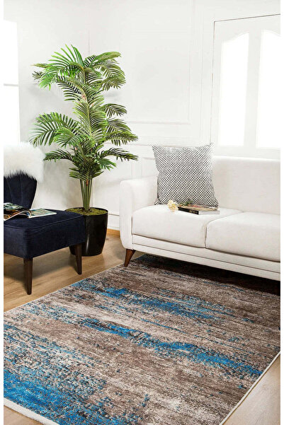 halinet Halı.Net Blue Modern Washable Non-Slip Living Room Carpet Haln-Hln583