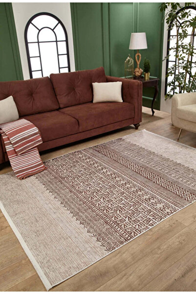 halinet Halı.Net Cream Modern Washable Non-Slip Living Room Carpet Haln-Hln1586