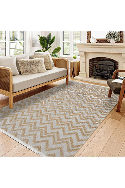 halinet Halı.Net Cream Modern Washable Non-Slip Living Room Carpet Cr-Ibiza-1...