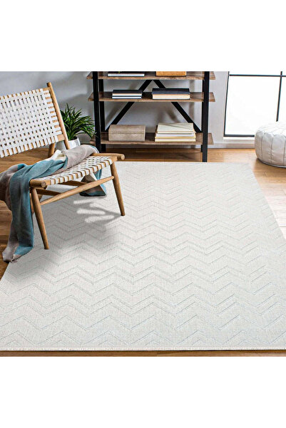 halinet Halı.Net White Modern Washable Non-Slip Living Room Carpet Cr-Ibiza-1...