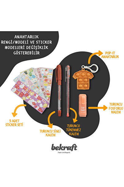 Bekraft Pop-Cup Kırtasiye Seti - Simli Kalem, Tükenmez Kalem, Fosforlu Kalem,...