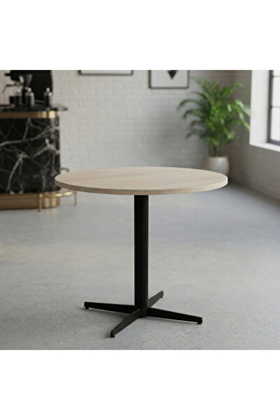 Ebticar Beige Round Café Table with an Elegant Modern Design