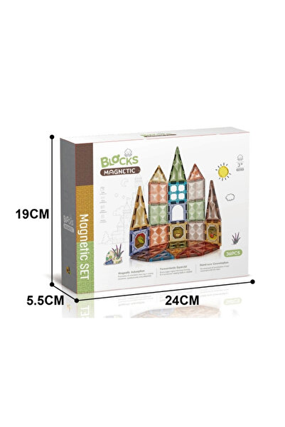 TOYFEST Magnetic Blocks 36 Parça Manyetik Yapı Oyuncağı Eğitici Mıknatıslı Bl...