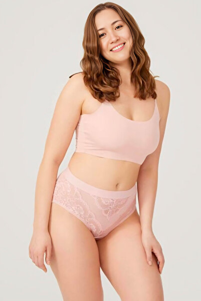 Homay Plus Size Lace Embroidered Transparent Bikini Panties - One Piece