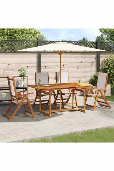 vidaxl Set mobilier de gradina, 5 piese, lemn masiv acacia/textilena