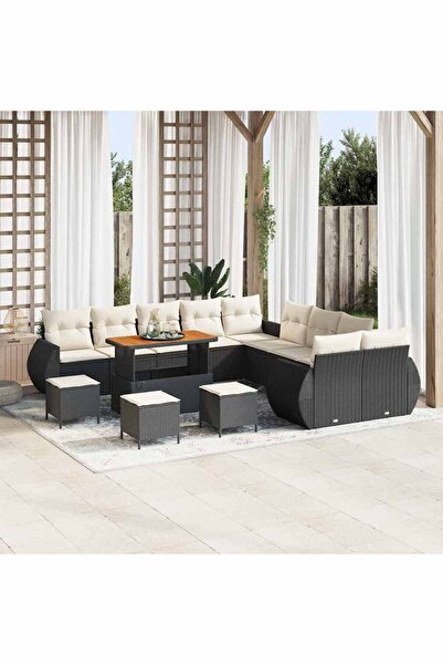 vidaxl Set de canapele pentru gradina 14 pcs Negru poliratan