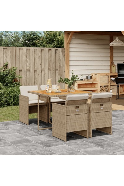 vidaxl Set mobilier de gradina cu perne, 5 piese, bej, poliratan