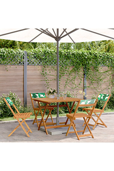 vidaxl Set mobilier de gradina 5 piese textil model frunze/lemn masiv
