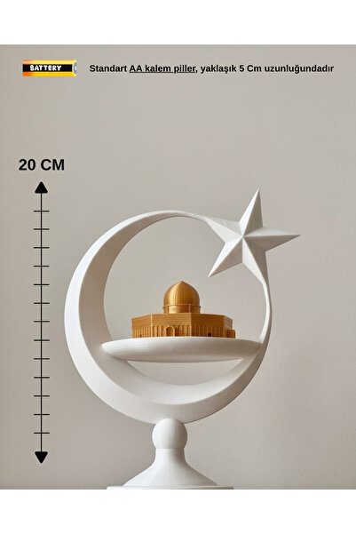 Masjid Al-Aqsa Themed Crescent Decor Trinket – Gold Desktop Decor 20 CM