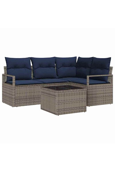 vidaxl Set de canapea 5 pcs Gri poliratan