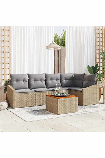 vidaxl Set de canapele pentru gradina 6 pcs Beige È™i gri deschis